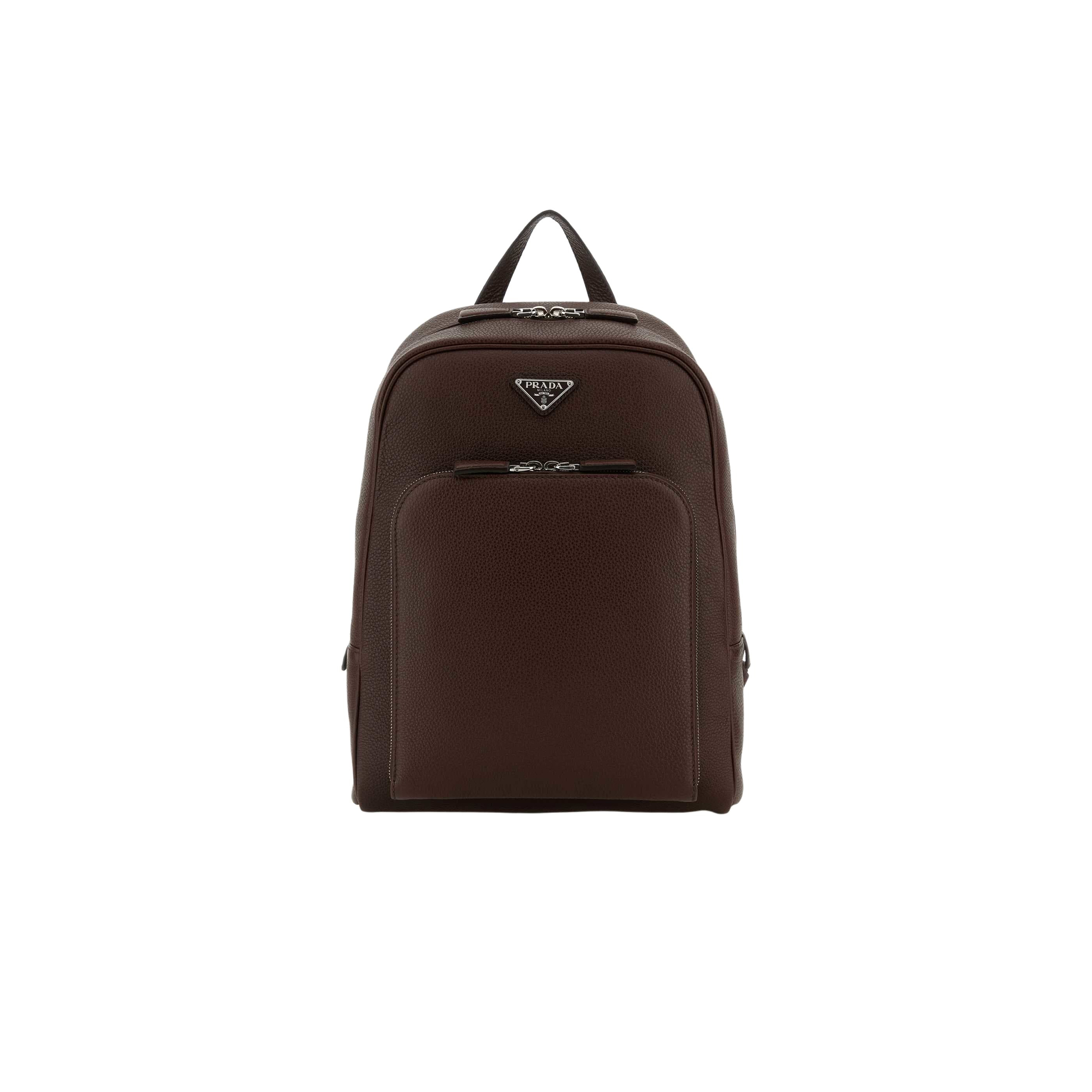 PRADA BROWN LEATHER BACKPACK 2VZ102 (40.5*28*12cm)